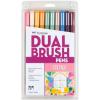 Tombow 56216 Dual Brush Pen Art Markers, Cottage, 10-Pack. Blendable, Brush and Fine Tip Markers
