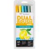 Tombow 56238 Dual Brush Pen Art Markers, Lemon Squeezy, 6-Pack. Blendable, Brush and Fine Tip Markers