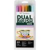 Tombow 56242 Dual Brush Pen Art Markers, Teatime, 6-Pack, Water-Based, for Hand Lettering, Watercolor, Fine Art, Illustrations