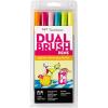 Tombow 56243 Dual Brush Pen Art Markers, Happy Hour, 6-Pack, Water-Based Ink, for Hand Lettering, Watercolor, Fine Art, Illustrations