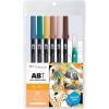 Tombow 72561 Dual Brush Pen Art Markers, Manga Illustration, Bird 6-Pack