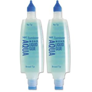 Tombow 52180 MONO Aqua Liquid Glue, 1.69 Ounce, 1-Pack. Dual Tip Dispenser for Precise to Full Coverage Application that Dries Clear.(1 Count (Pack of 2))