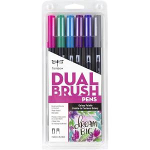 Tombow 56211 Dual Brush Pen Art Markers, Tropical, 6-Pack. Blendable, Brush and Fine Tip Markers(Galaxy)