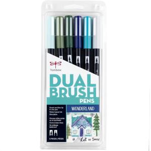 Tombow 56227 Dual Brush Pen Art Markers, Wonderland, 6-Pack. Blendable, Brush and Fine Tip Markers, Portrait, 1 Count (Pack of 6)
