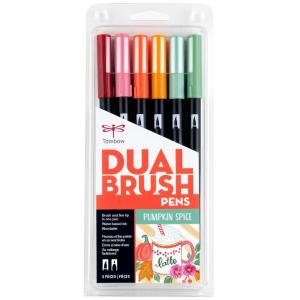 Tombow 56229 Dual Brush Pen Art Markers Pumpkin Spice 6-Pack