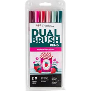 Tombow 56237 Dual Brush Pen Art Markers, Very Berry, 6-Pack