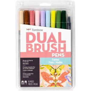 Tombow 56255 Dual Brush Pen Art Markers, Fairies, 10-Pack, Water-Based Ink, for Hand Lettering, Watercolor, Fine Art, Illustrations