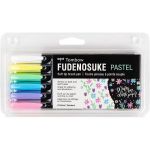 Tombow 56448 Fudenosuke Brush Pens, Pastel, 6-Pack