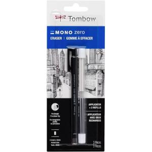 Tombow 57317 Mono Zero Eraser Value Pack, Rectangle 2.5mm. Precision Tip Pen-Style Eraser with Refill(Rectangular)