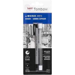 Tombow 57317 Mono Zero Eraser Value Pack, Rectangle 2.5mm. Precision Tip Pen-Style Eraser with Refill(Round)