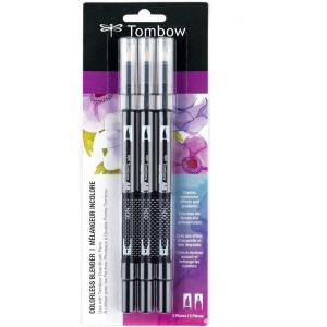 Tombow 66706 Dual Brush Pen Colorless Blender, 3-Pack. Colorless ink blends and softens colors
