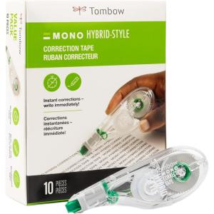 Tombow 68721 MONO Hybrid Correction Tape, 10-Pack. Easy To Use Applicator for Instant Corrections(1 Count (Pack of 10))