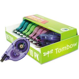 Tombow 68723 MONO Retro Correction Tape, Assorted Colors, 10-Pack. Colorful, Easy To Use Applicator for Instant Corrections