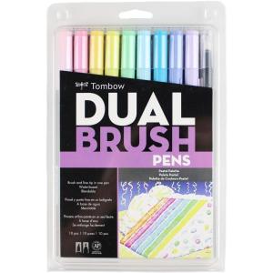 Tombow Pen Set, Dual Brush, 5-3/5″Wx8-9/10 Lx1/2 H, 10/Pk, Ast (TOM56187)