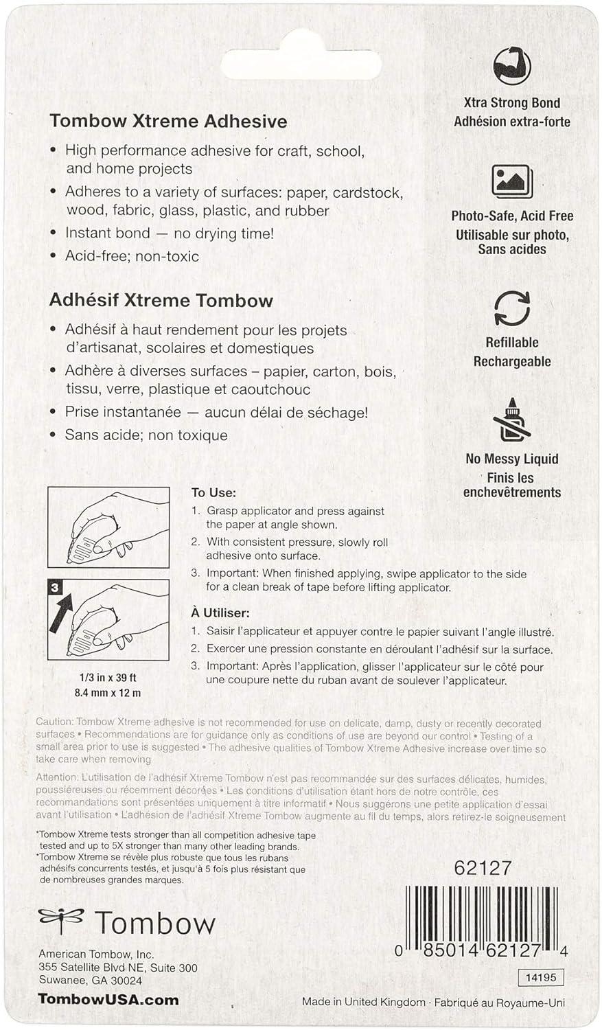 image:imageTombow 62127 Xtreme 6212 Adhesive Tape Runner 1Pack Clear