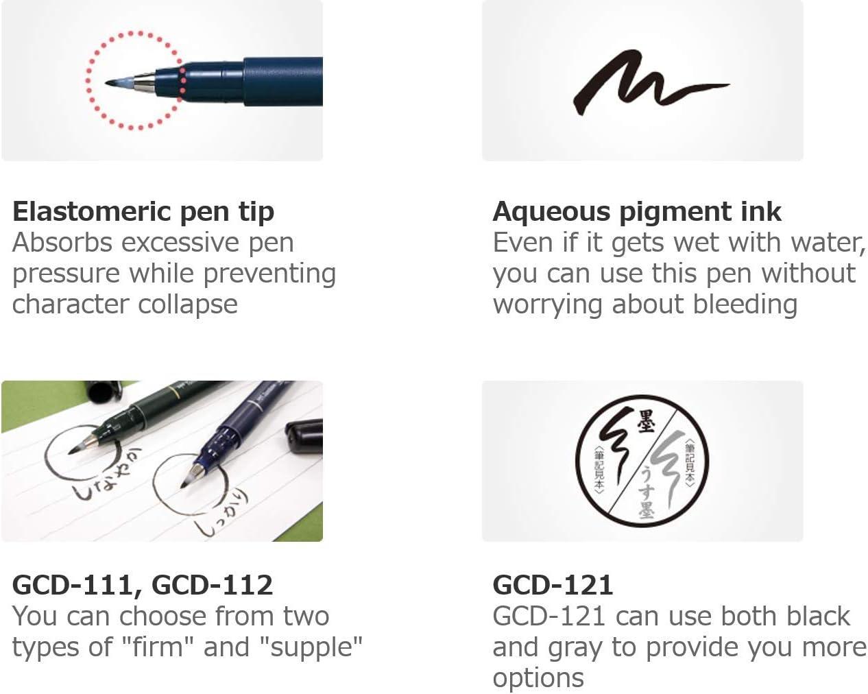 image:imageTombow Fudenosuke Fude Brush Pen Soft GCD112 x5 Set with Original Sticky Notes Great for Calligraphy Art Drawings Illustration MangaHard