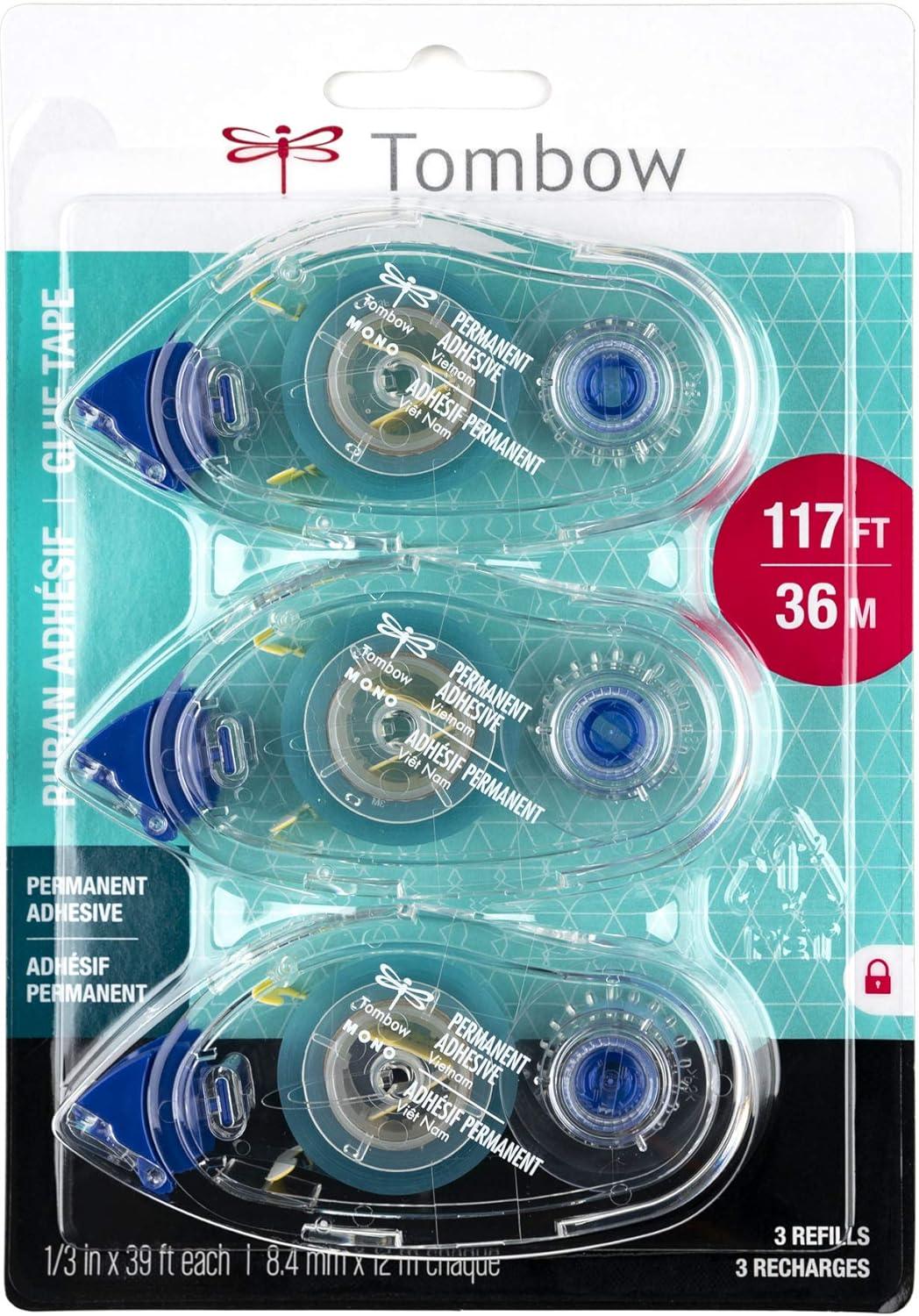 image:imageTombow Mono Permanent Adhesive Refills 3 Pack 62207 amp Tombow MONO Permanent Adhesive Applicator 13Inch by 472Inch 62106