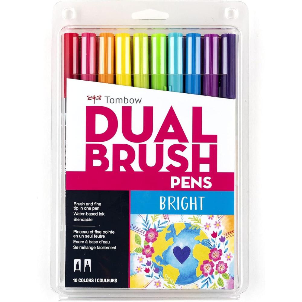 image:imageTOM56185  Tombow Dual Brush Art Pen 10piece Set  Bright Colors