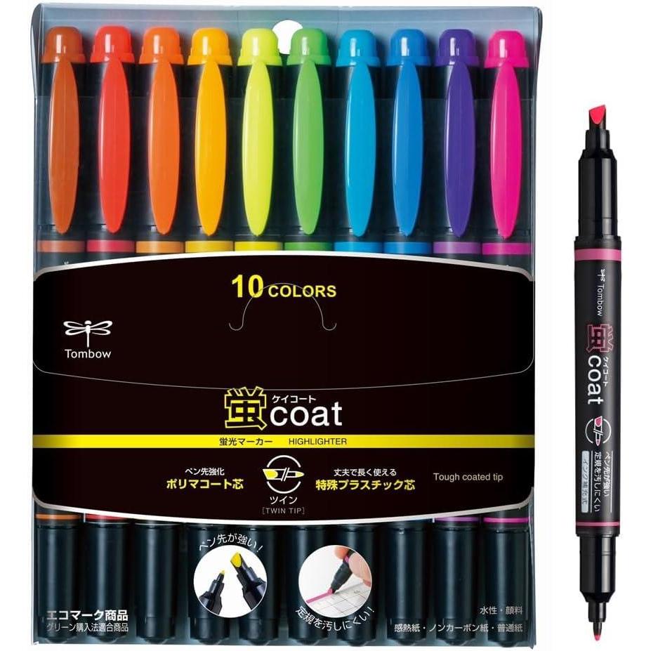 image:imageTombow Kay Coat DoubleSided Fluorescent Highlighter Pen 10 Color Set