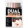 Tombow Dual Brush Pen Art Markers, 10-Pack Portrait and 10-Pack Landscape Sets. Blendable Brush and Fine Tip Markers