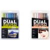Tombow Dual Brush Pen Art Markers, 10-Pack Portrait and 10-Pack Landscape Sets. Blendable Brush and Fine Tip Markers