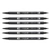 Tombow Dual Brush Pen, Black (66621) Pack of 6 pcs.