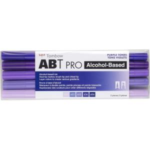 Tombow 56961 ABT PRO Alcohol Markers, Basic Palette, Set of 12 Colors – Dual Tip, Permanent Art Markers Feature Chisel and Brush Tips Perfect for Coloring, Sketching, and Illustration(Purple Tones)