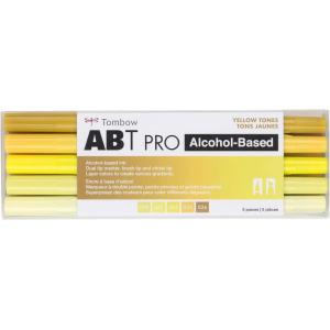 Tombow 56961 ABT PRO Alcohol Markers, Basic Palette, Set of 12 Colors – Dual Tip, Permanent Art Markers Feature Chisel and Brush Tips Perfect for Coloring, Sketching, and Illustration(Yellow Tones)