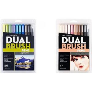 Tombow Dual Brush Pen Art Markers, 10-Pack Portrait and 10-Pack Landscape Sets. Blendable Brush and Fine Tip Markers