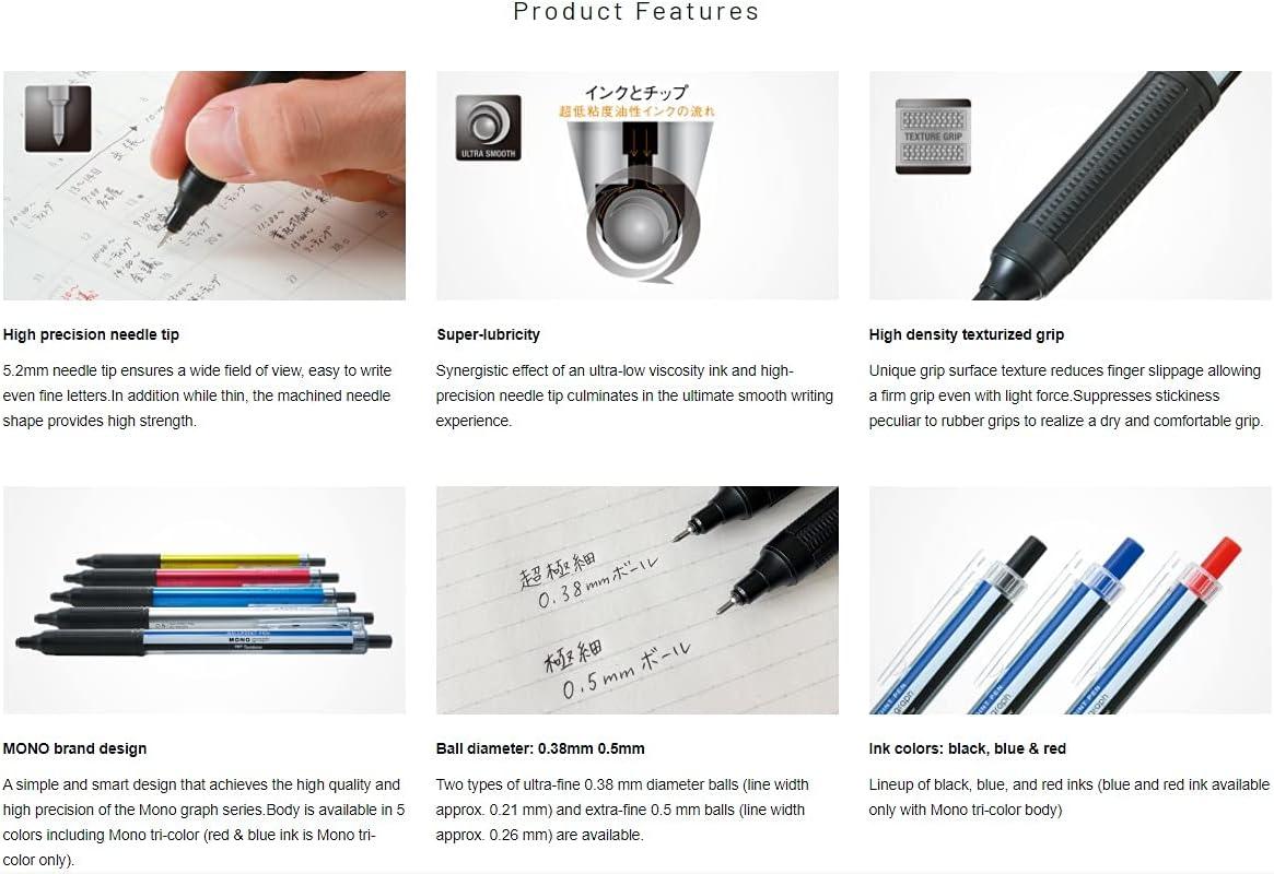 image:imageTombow Pencil BCMGLU01R25 OilBased Ballpoint Pen Monograph 038 mm Monochrome Ink Color Red