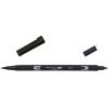 Tombow ABT-N15-6P Fibre Tip Pen Dual Brush Pen with Two Nibs [Pack of 6] Black