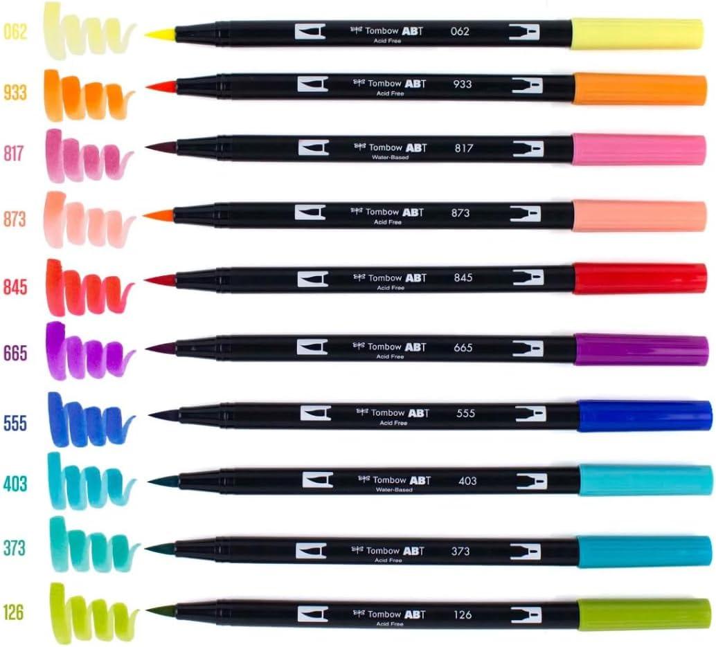image:imageTombow Dual Brush Pen Eras Art Marker Collection Retro 80s and 90s Water Based Drawing and Coloring Set Includes Colorless Blender Pen 3 Pack