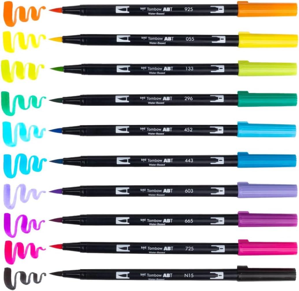 image:imageTombow Dual Brush Pen Eras Art Marker Collection Retro 80s and 90s Water Based Drawing and Coloring Set Includes Colorless Blender Pen 3 Pack