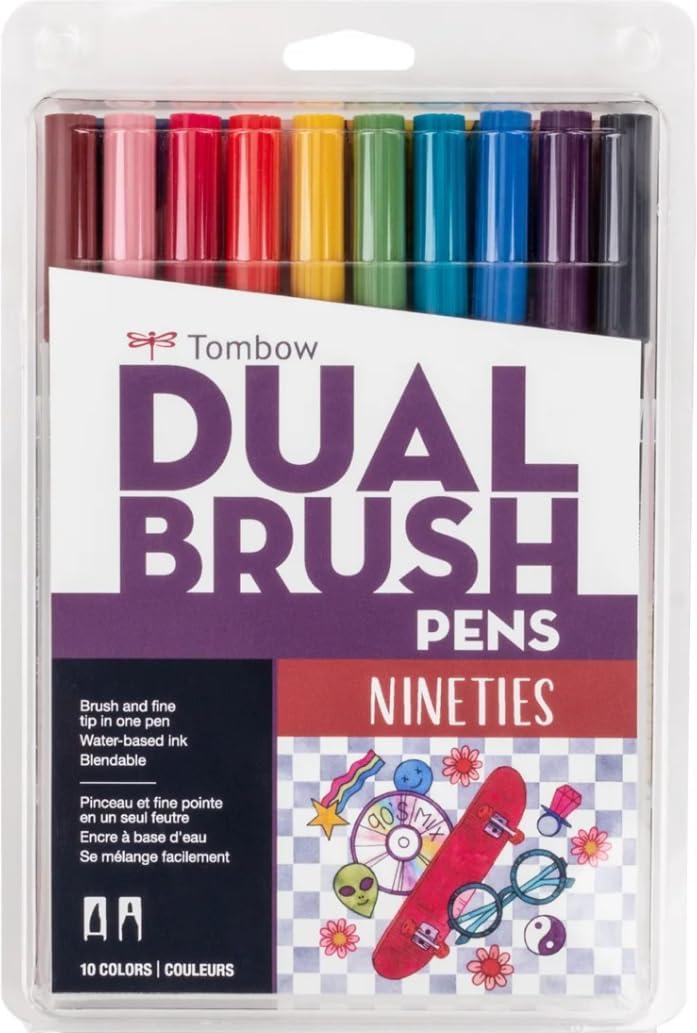 image:imageTombow Dual Brush Pen Eras Art Marker Collection Retro 80s and 90s Water Based Drawing and Coloring Set Includes Colorless Blender Pen 3 Pack