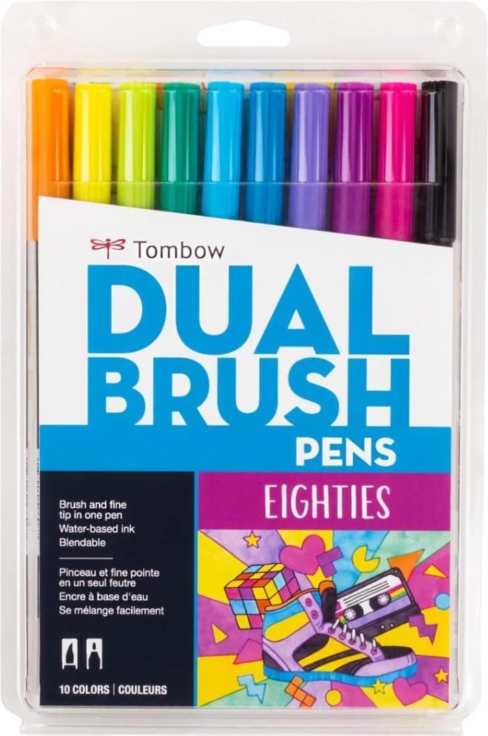 image:imageTombow Dual Brush Pen Eras Art Marker Collection Retro 80s and 90s Water Based Drawing and Coloring Set Includes Colorless Blender Pen 3 Pack