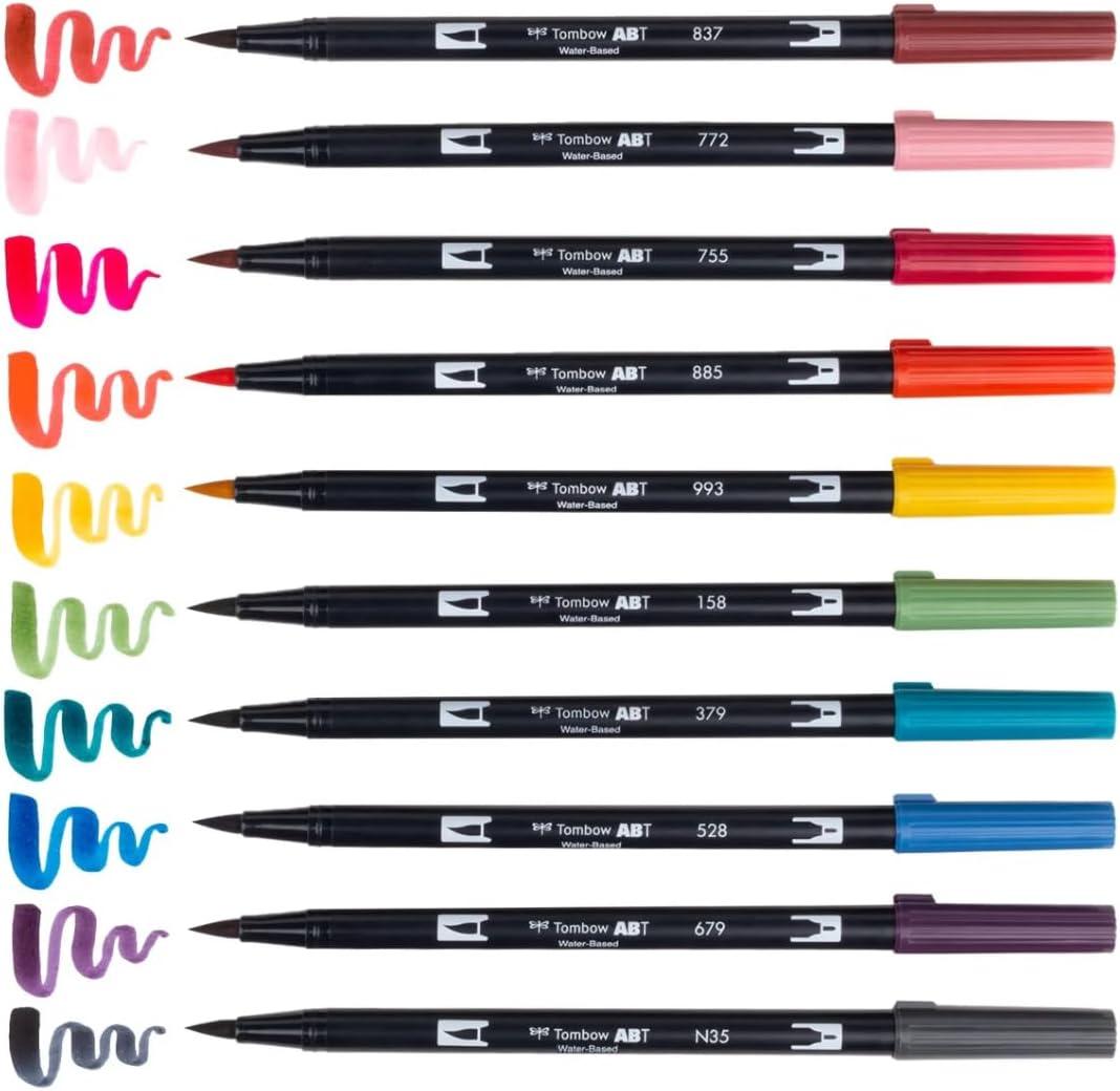 image:imageTombow Dual Brush Pen Eras Art Marker Collection Retro 80s and 90s Water Based Drawing and Coloring Set Includes Colorless Blender Pen 3 Pack