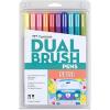 Tombow 62039 Fudenosuke Brush Pens, 3-Pack. Soft, Hard, and Twin Tip Markers for Calligraphy and Art Drawings & Dual Brush Pen Retro Marker, 10 Piece