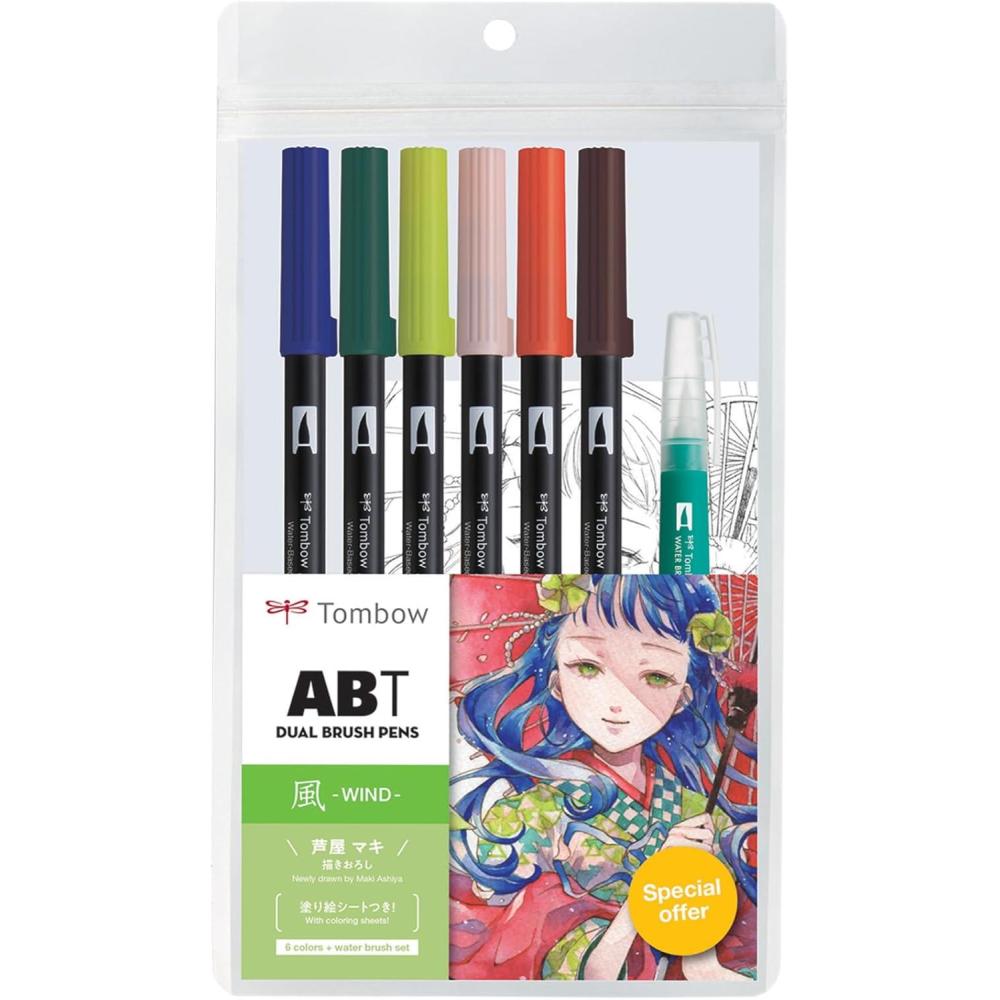 image:imageTombow 72562 Dual Brush Pen Art Markers Manga Illustration Wind 6Pack