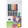 Tombow 72562 Dual Brush Pen Art Markers, Manga Illustration, Wind 6-Pack